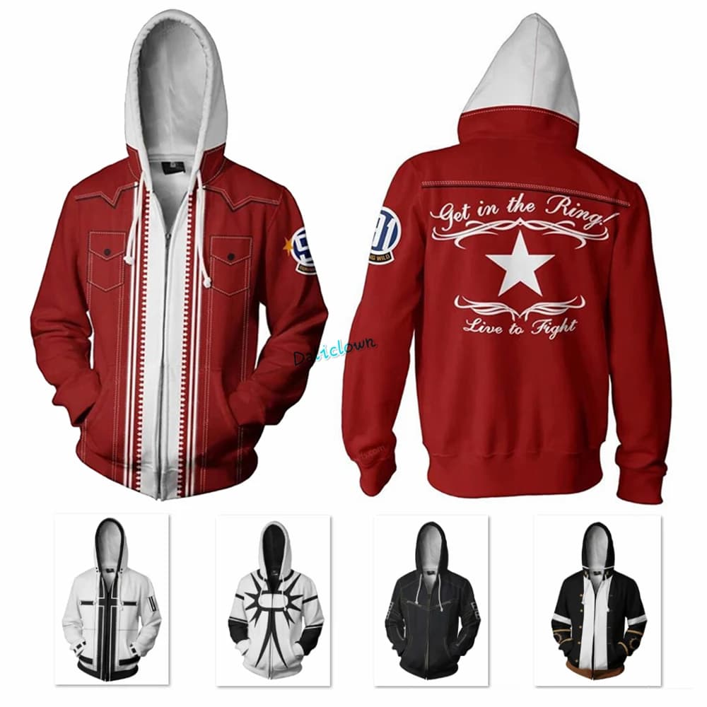 Anime Game Hoodie Sweatshirt 3D Printing Kyo Kusanagi Terry Bogard Cosplay Costume Women Men Couple Hooded Jacket Top Clothing