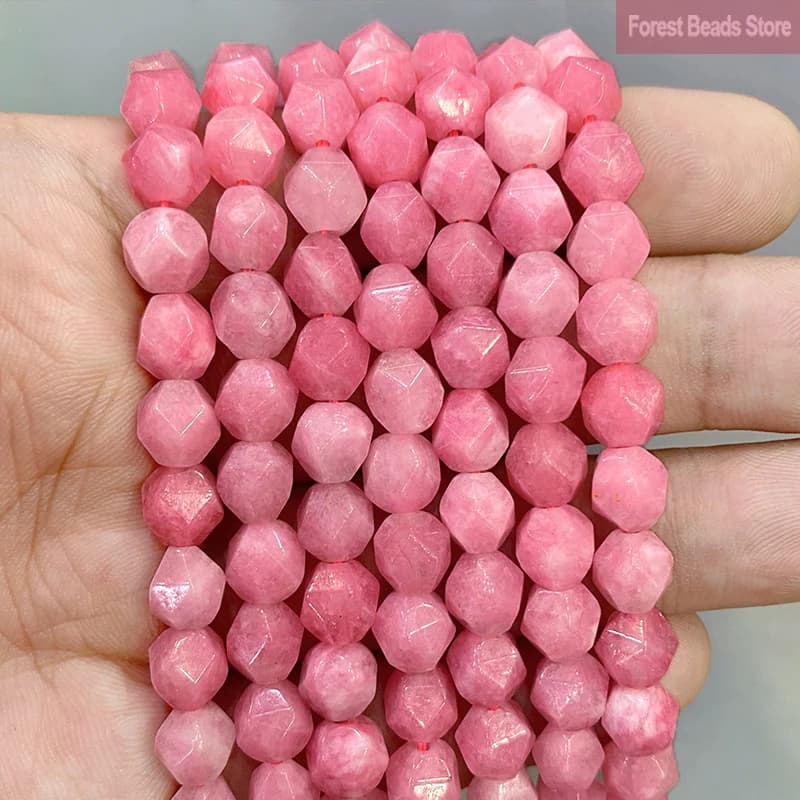 Natural Faceted Pink White Colored White Colored Bracelets Accessories With DIY Pendants for Fashion Jewelry 15" 8MM