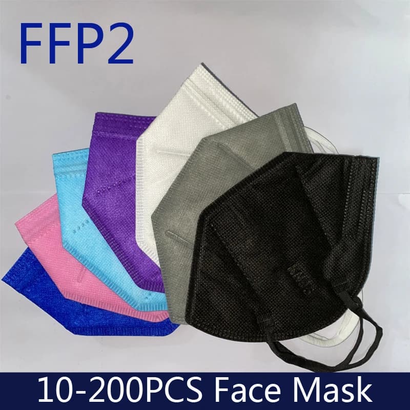 10-100 pezzi ffp2 CE maschera fpp2 approvato kn95 Mascarillas maschere Kn95 certificato nero tappi bocca maschera per uomo donna 5 strati PM053