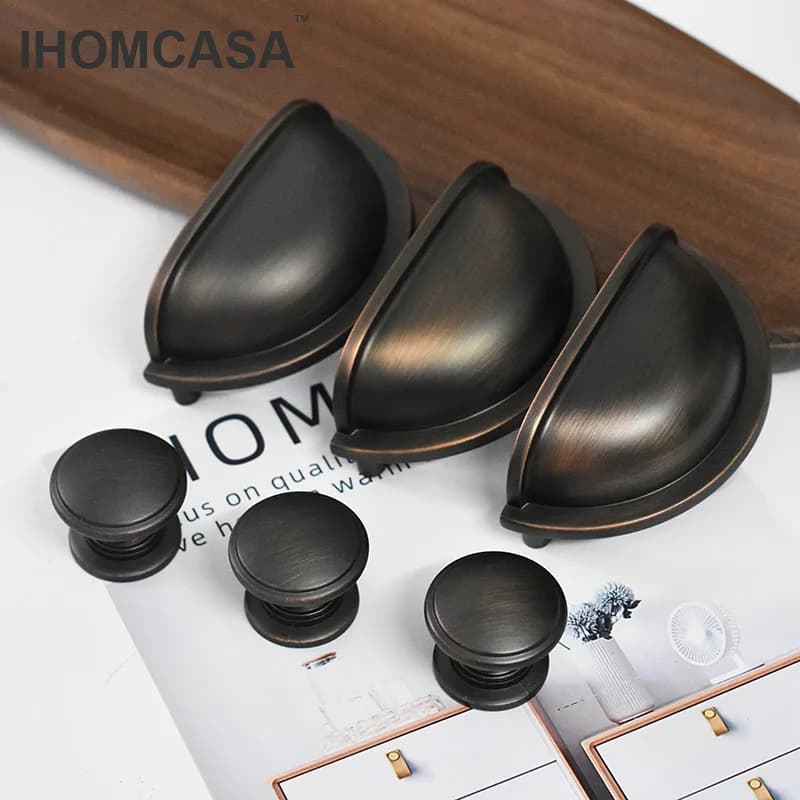 IHOMCASA cassetto da cucina in metallo retrò armadio maniglia per porta manopole per mobili armadio per maniglie Shell maniglie oro