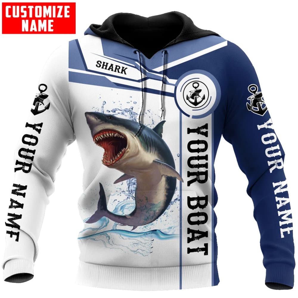 Nome personalizzato Pesca con squalo Cattura e rilascio Stampa 3D Felpa con cappuccio e felpa da uomo Autunno Felpa con cappuccio unisex con zip Abbigliamento sportivo casual KJ842