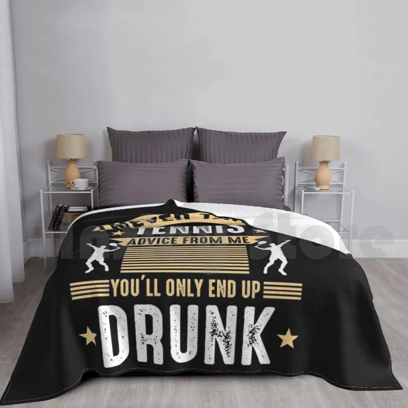 Consigli da tennis End Drunk Giocatore di tennis Coperta regalo per divano letto Pallone da viaggio Tennis Tennis Bere Tennis