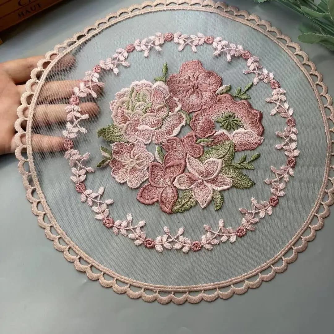 28*28 cm Pink Flower of Pizzo Applique Tape Trim for Sofa Tent Towel Covers Finishes Textiles For Home FAI FROM TE Polyester Jersey New
