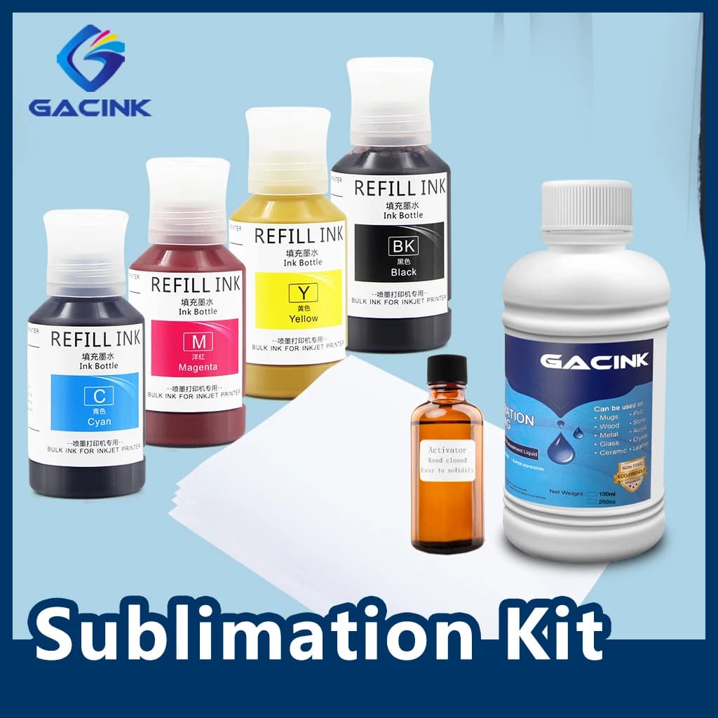 Kit inchiostro a sublimazione con rivestimento carta A4 per tazza tazza t-shirt in vetro per Epson L3110 L3150 L3210 L3250 L5190 ET-2700 ET-2750