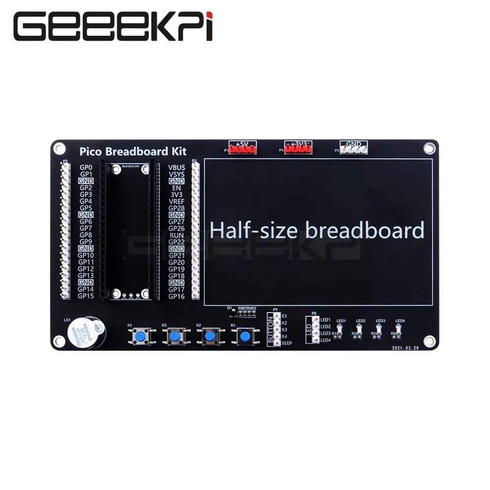 Raspberry Pi Pico/Pico W Breakout Breadboard Kit Support LED Lights Buzzer Breadboard buttons