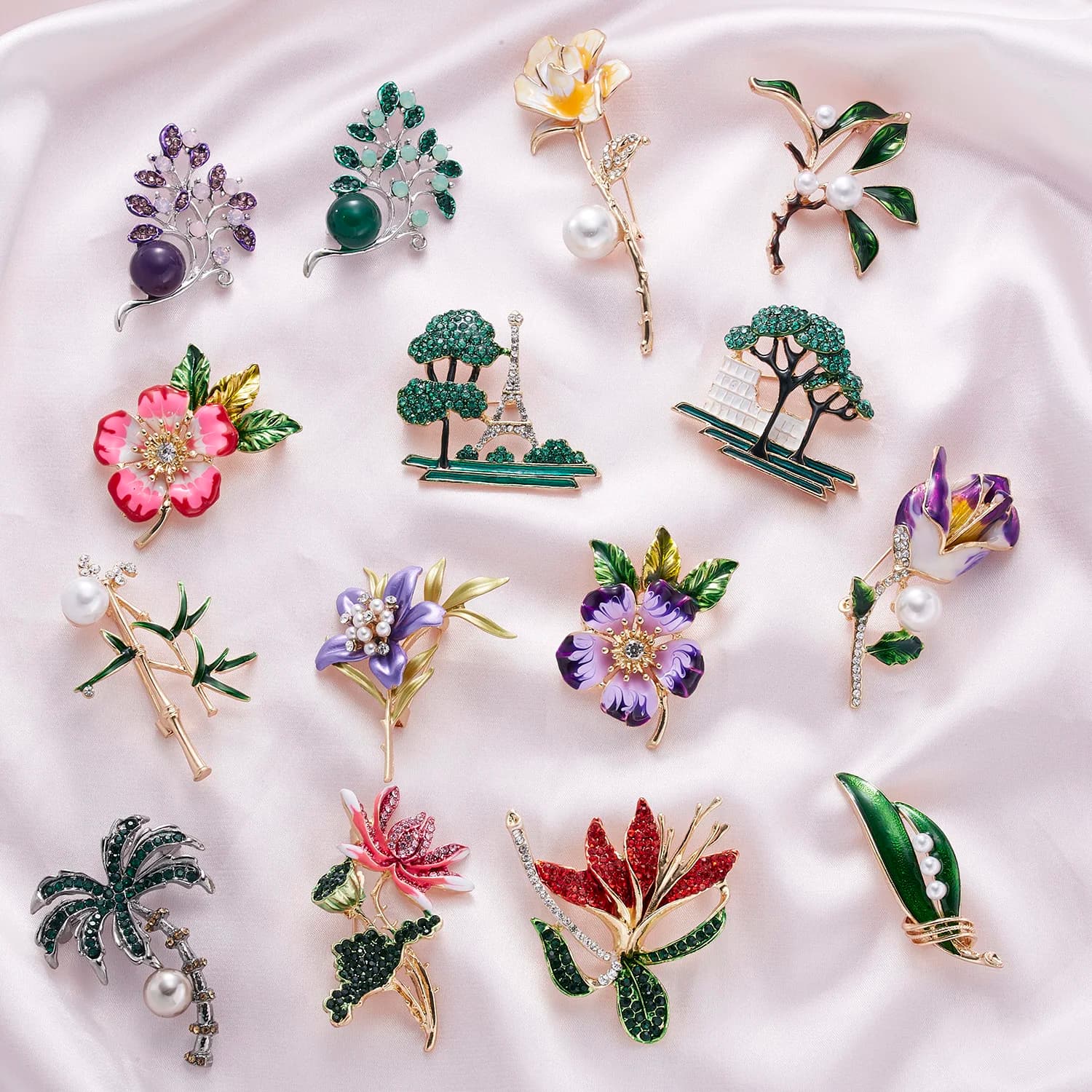 Spille per piante con spilla smaltata vintage per donna Perle Foglia Fiore Spilla Pini Spilla a margherita Colletto Cappello Jeans Gioielli Fascino Regalo