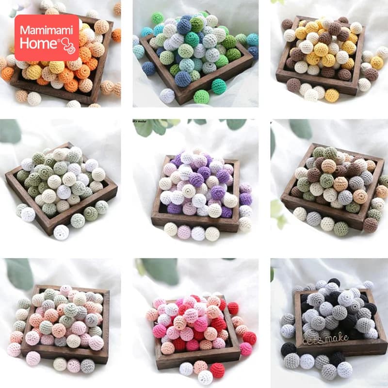 10Pc Massaggiagengive in legno per bambini Perline all'uncinetto 20mm BPA Legno libero Collana a catena ciuccio fai da te Accessori e regali per infermiere Prodotti per bambini