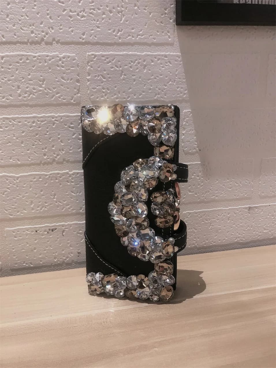 Portafoglio in pelle di lusso da donna a scatto lungo multi-card con strass portafoglio da donna trend diamond wallet pochette da banchetto