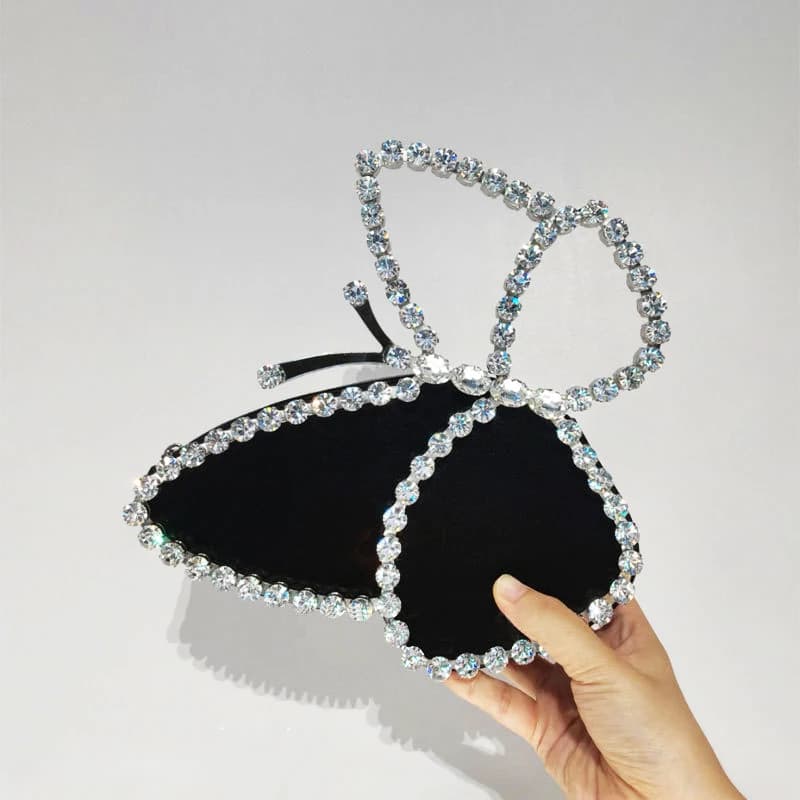 In stock Bling sequins pink butterfly evening clutch sparkly women evening bag crystal lady girls wedding dinner bag