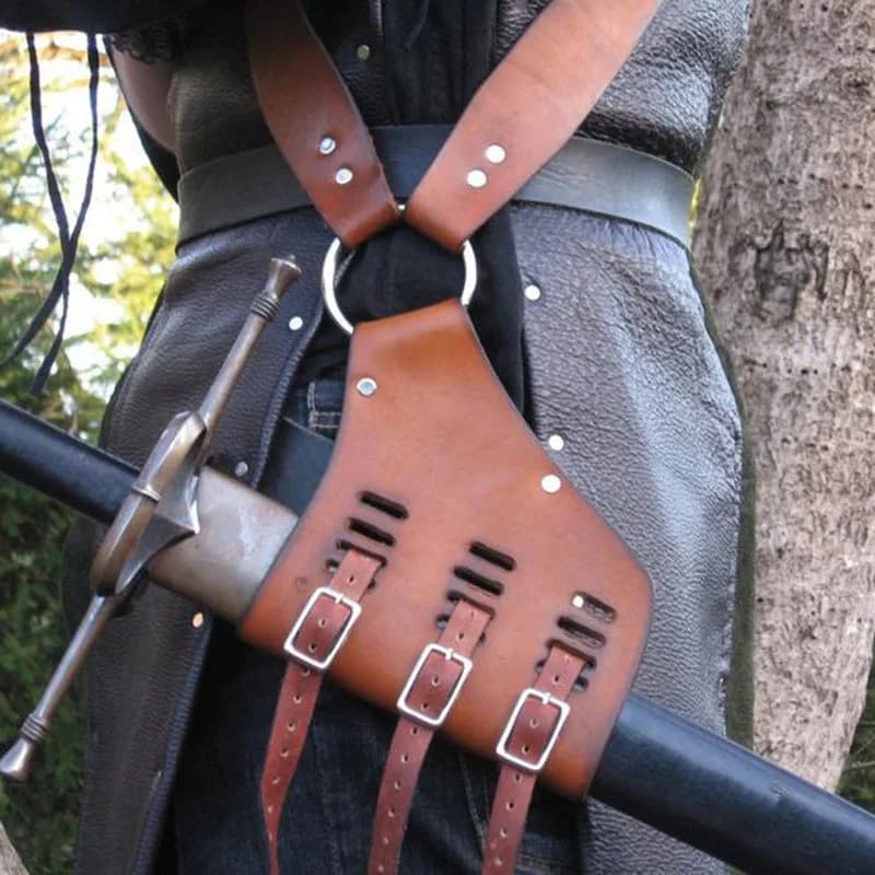 Tracolla medievale Porta spada Fodero Fodero Rana Uomini adulti Larp Cavaliere Armweapons Costume Gear Rapier Anello Fondina per cintura