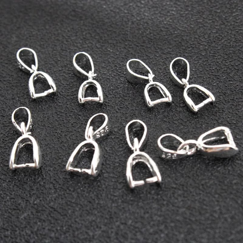 10Pcs 925 Stering Silver Plated Copper Pendant Pinch Bail Clasps Necklace Hooks Clips Connectors DIY Jewelry Making Accessories