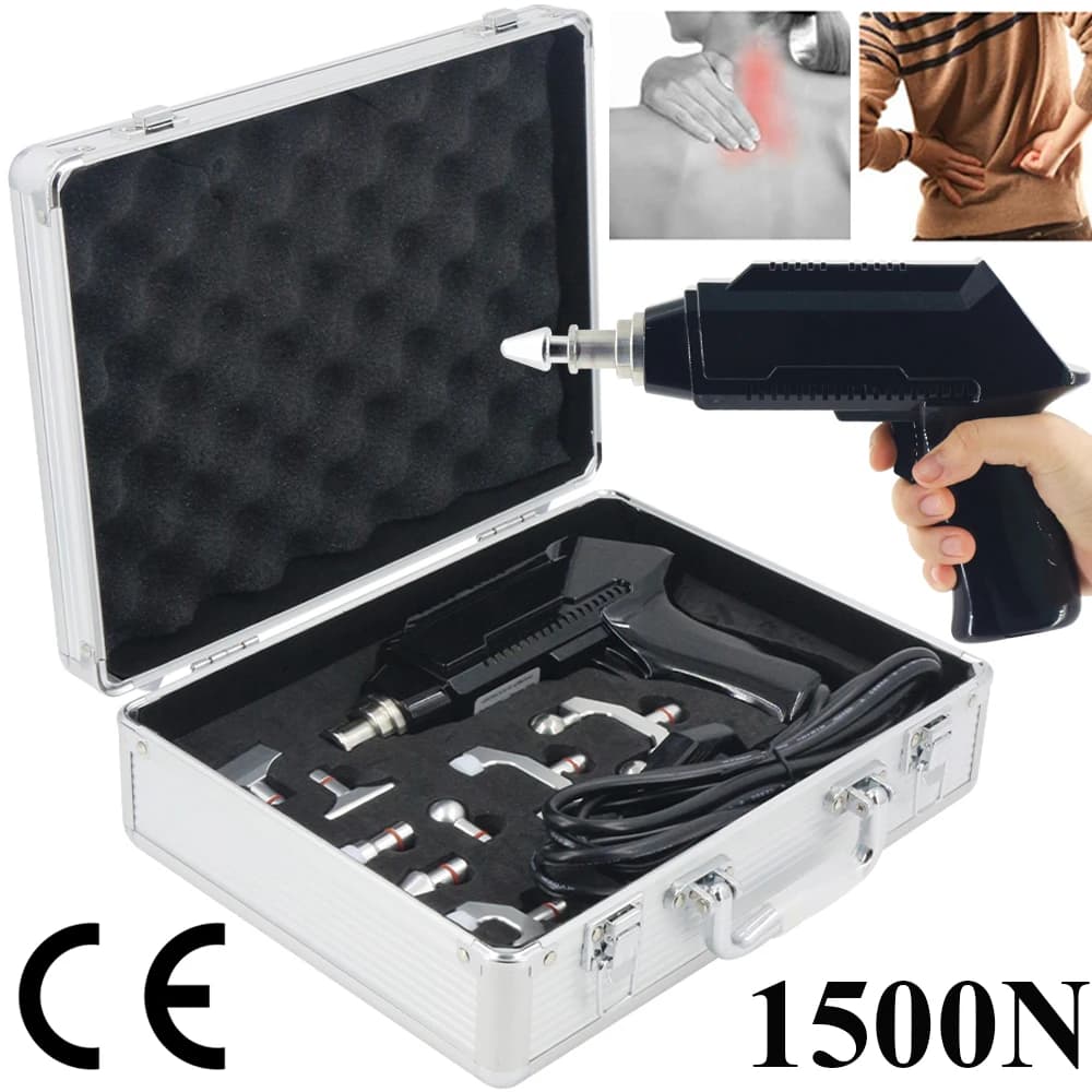 Pistola per massaggio chiropratico elettrica 1500N, strumento di regolazione chiropratica con 8 testine per la correzione della colonna vertebrale, massaggiatore a forza regolabile, nuovo