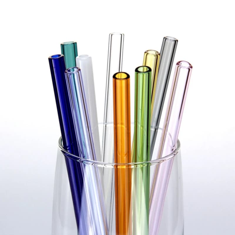 Cannucce colorate da 2 pezzi cannucce riutilizzabili in vetro borosilicato alto per frullati succo Milkshake Coffee Cocktail Straw