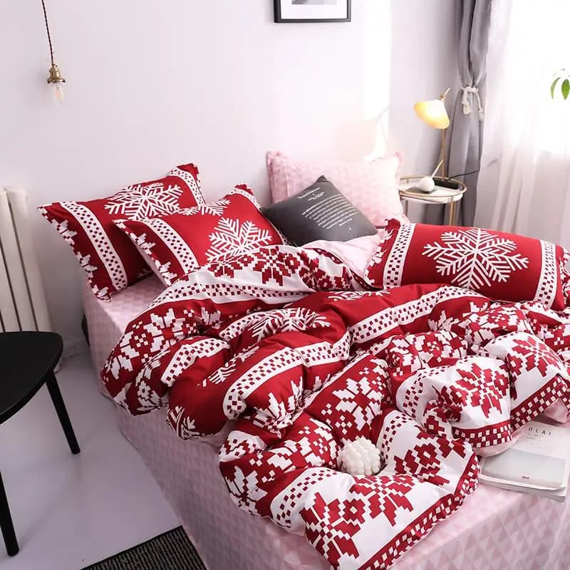 36 new christmas snowflakes set bed linen for the house 3/ 4 pieces set headdress AB side bed linen flat bed linen for adults