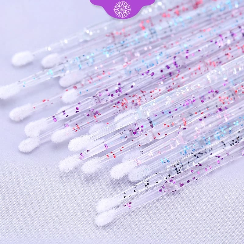 50 pcs Crystal Micro Brush Eyelashes Use And Drop Removal Tampone Mascara Sticks Applicator Extension Eyelash Brushes Makeup Tools