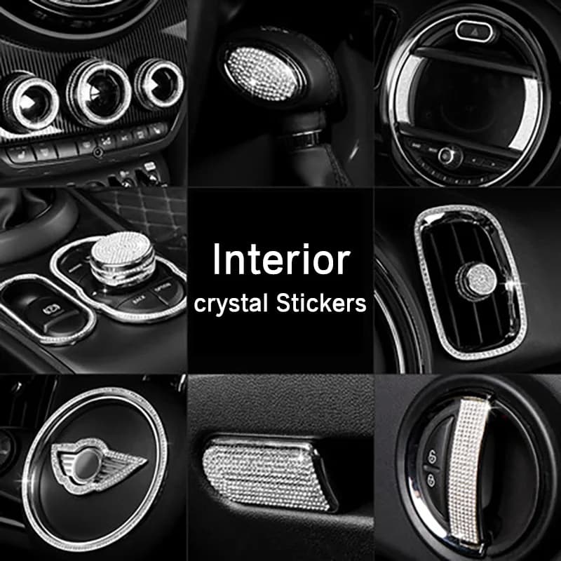 Interni auto Adesivo decorativo in cristallo in lega di alluminio per MINI ONE COOPER S F54 F55 F56 F57 F60 COUNTRYMAN Accessori per lo styling