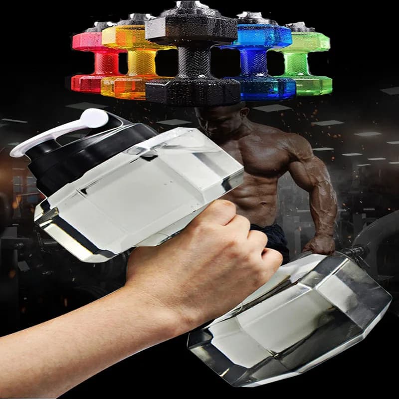 Portable Water Injection Dumbbell Shaped Sport Water Bottle Gym Home Weights Bodybuilding Fitness Arm Muscle Workout
