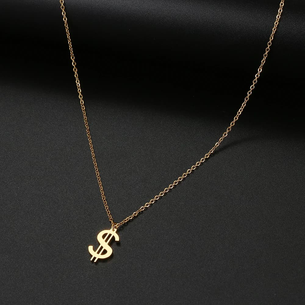 Collane in acciaio inossidabile simbolo del dollaro stile di valuta pendente collare catena collana di moda per gioielli da donna feste migliori regali
