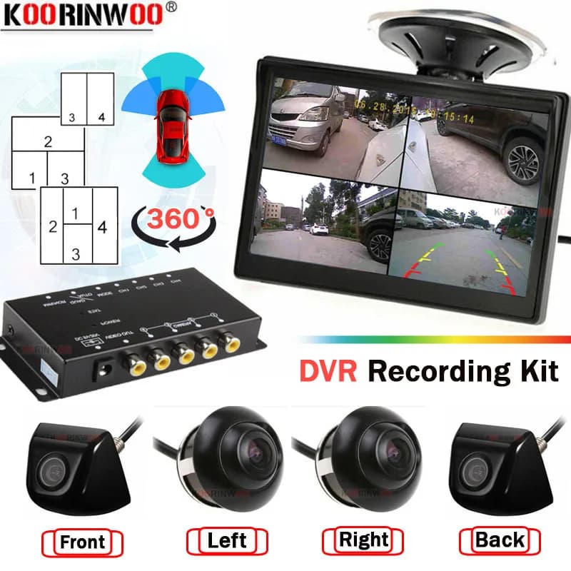 Koorinwoo Intelligent DVR Car Monitor 360 registrazione per 4 telecamere specchio laterale vista posteriore telecamera parcheggio Spot Bline Detector