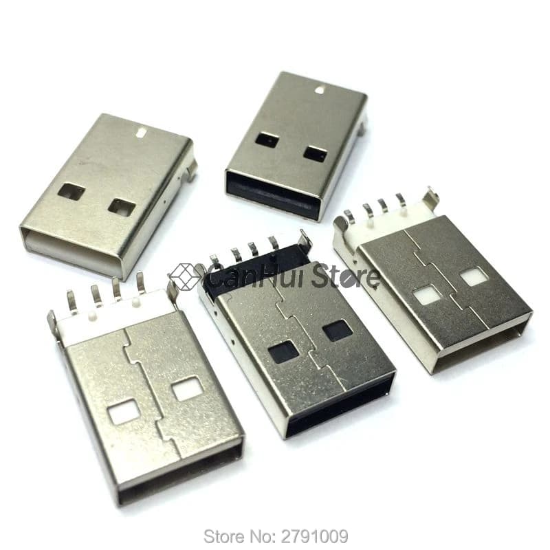 10 pz/lotto USB 2.0 Maschio Un Tipo USB PCB Connettore 90 gradi/180 gradi SMT SMD/DIP AM 4pin Connettore USB Maschio