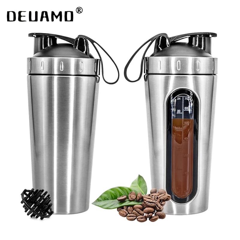 Logo Custom Stainless Steel Protein Shaker Bottle, Stainless Steel Sports Water Bottle Shaker Cup, Leak Proof 700Ml/28Oz