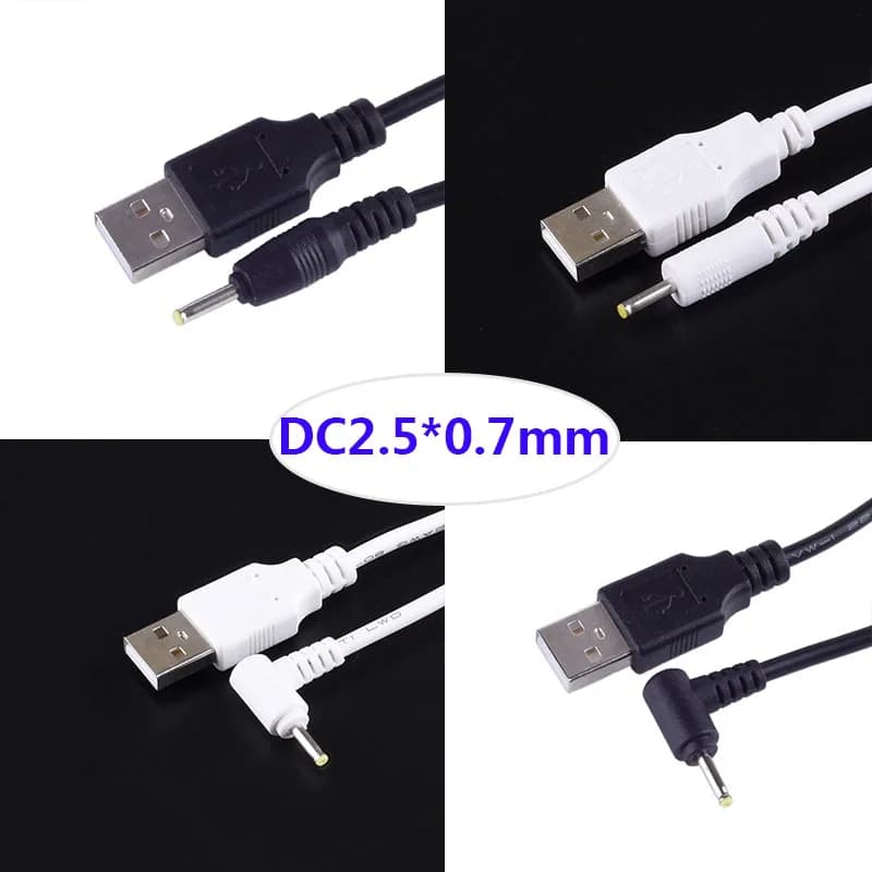 DC Spina di Alimentazione USB Convertire A 2.5*0.7mmmm/DC 2.5x0.7 Bianco Nero L Forma di Destra angolo di Martinetti Con Cavo Connettore del Cavo