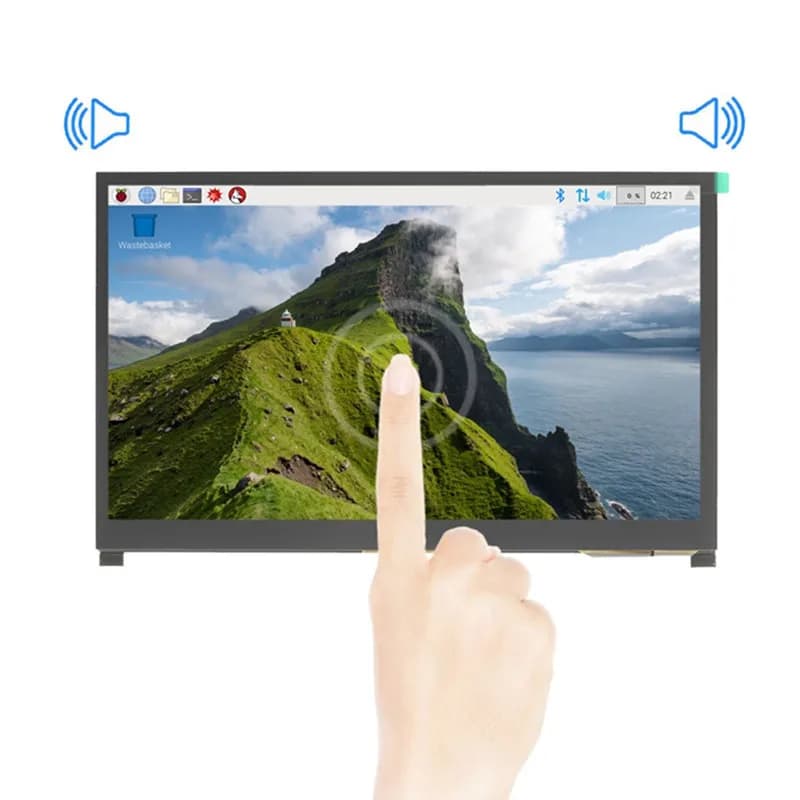 New capacitive touchscreen monitor with 10.1 inch IPS LCD display with dual speaker bracket for Raspberry Pi 4B 3B