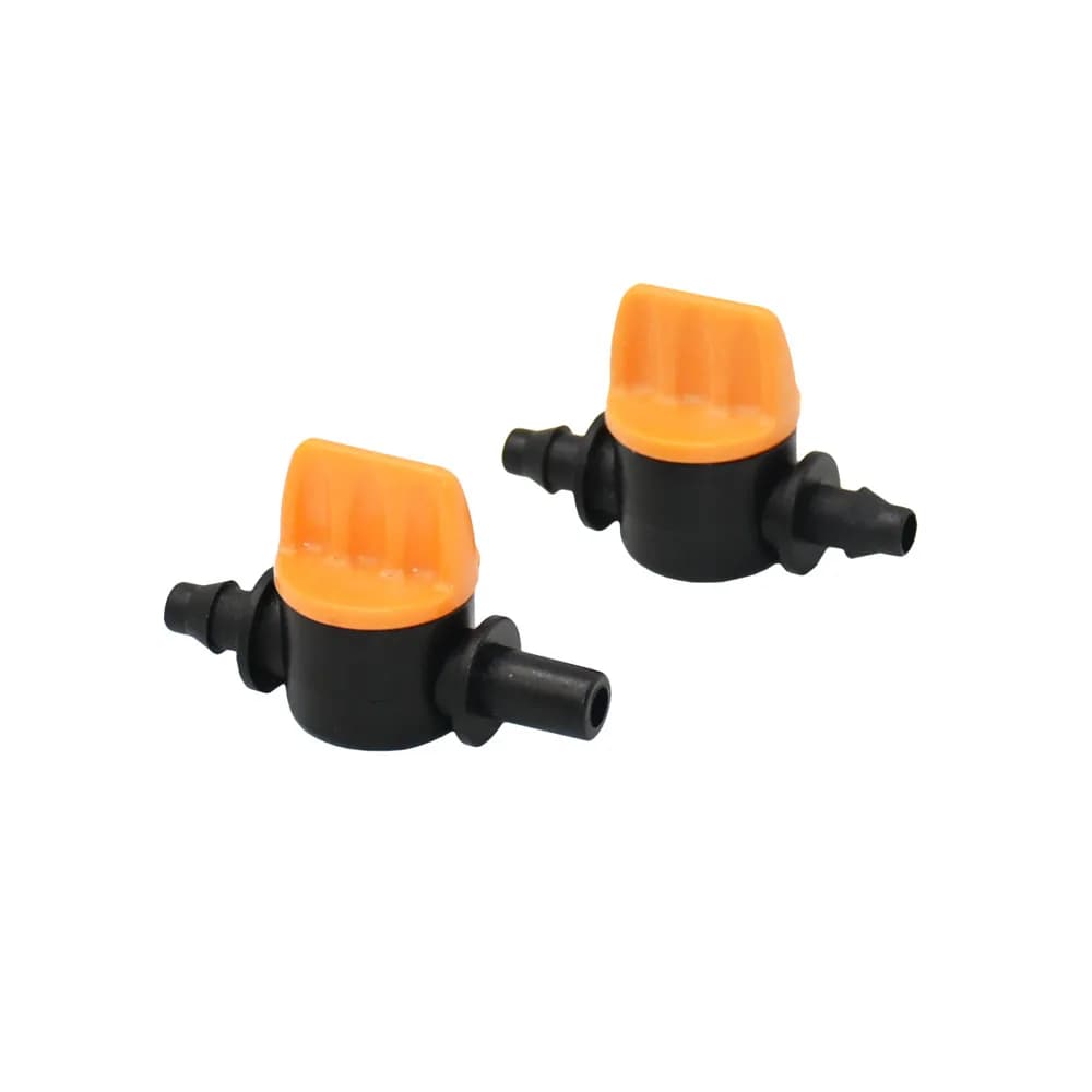 10 pz 4/7mm Tubo Mini Valvola da 1/4 "a 6mm Rubinetto da giardino Giardino Irrigazione a goccia Raccordi Connettori per tubi Valvola dell'acqua