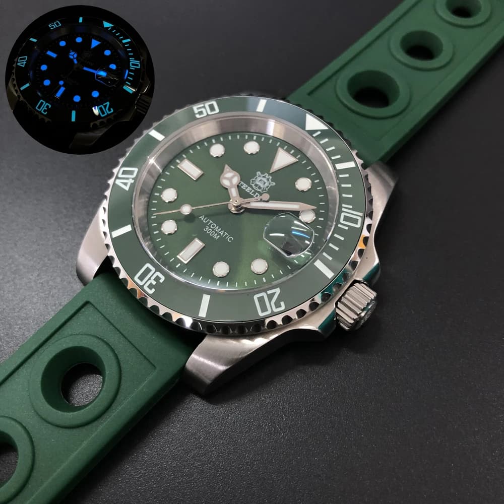 STEELDIVE men's automatic watches, men's underwater watch stainless steel mechanical wristwatch 200 m Swiss waterproof luminous watch