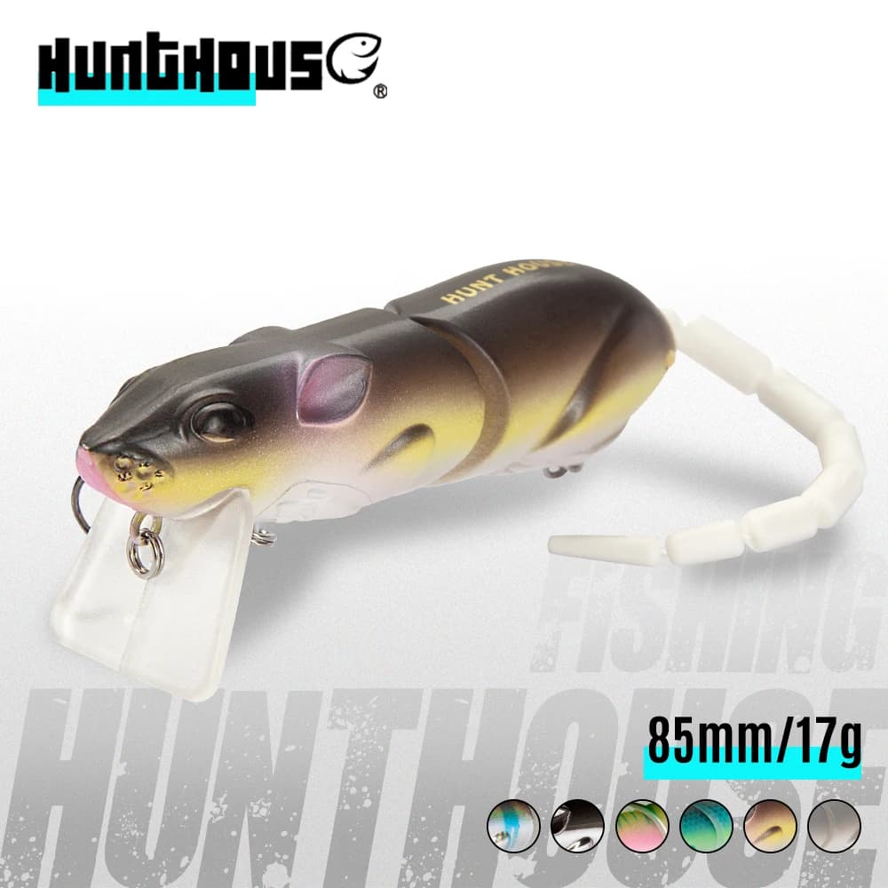 Hunthouse BBZ-1 Esca Artificiale a Forma di Topo 85mm 17g con Coda Segmentata Multi-Articolata per la Pesca al Bass, Minnow e Crankbait LW135