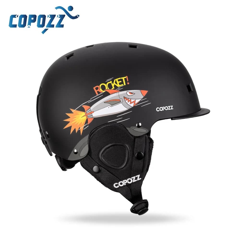 COPOZZ Cartoon Kids Casco da sci per bambini Casco da snowboard per protezione sportiva all'aria aperta modellato integralmente Attrezzatura da sci per donna