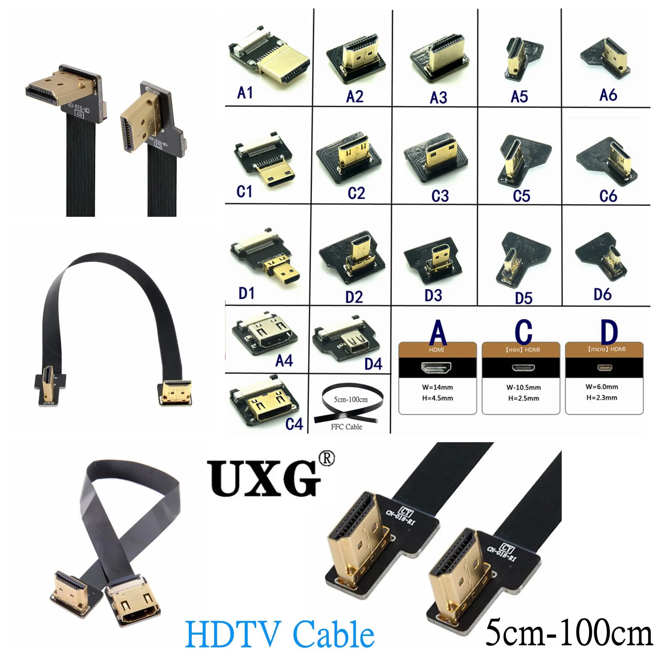 Cavo a nastro FPV HD 90 gradi Mini/Micro HD a connettori PCB compatibili HDMI Standard 20pin Fpv Micro Hdmi 5cm 15cm 20cm 50cm