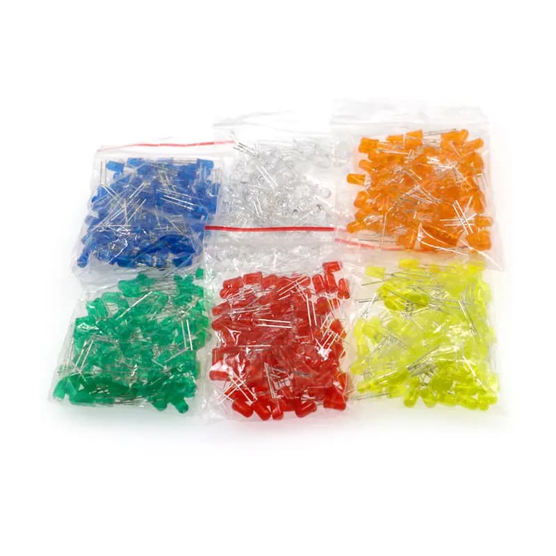 600 pezzi (6 colori x 100 pezzi) bianco rosso verde blu giallo arancione 5mm LED diodo luminescente diffuso 3V Set di Kit assortiti lampada