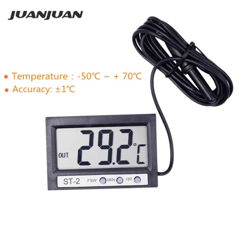Indoor Conveniente sensore di Temperatura della sonda in Out LCD Dual-Way Digital Termometro e Orologio sottile guscio portatile temp tester 20% Di