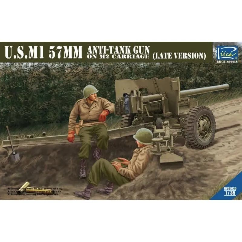 Modelli di Riich RV35020 1/35 US M1 57 millimetri Anti-Tank Pistola sul M2 Carrage In Ritardo Version-Bilancia Modello kit