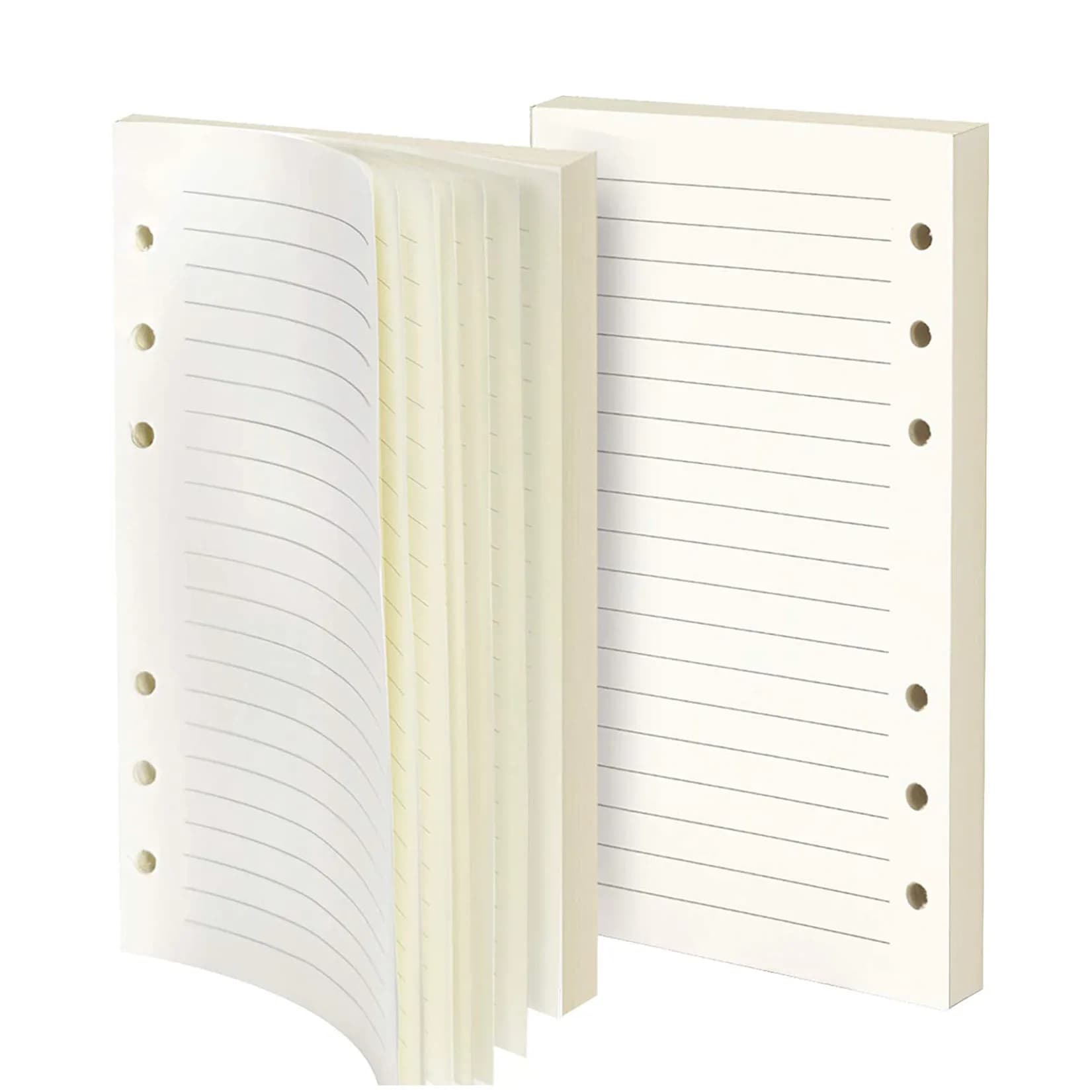 Confezione da 2 pezzi di carta a righe di ricarica A6, inserti a 6 fori 80 fogli (160 pagine) per A6 quaderni ricaricabili per riviste Organizer per notebook