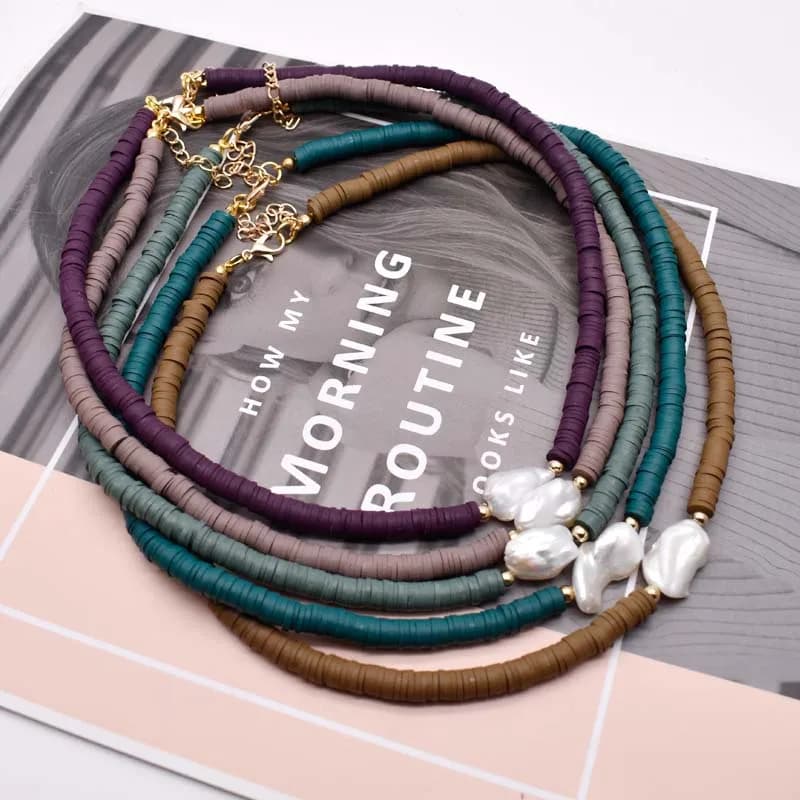 Collana girocollo di perle di ceramica morbida di colore collana di perle irregolari barocche d'acqua dolce naturale regalo di gioielli da spiaggia Femme all'ingrosso