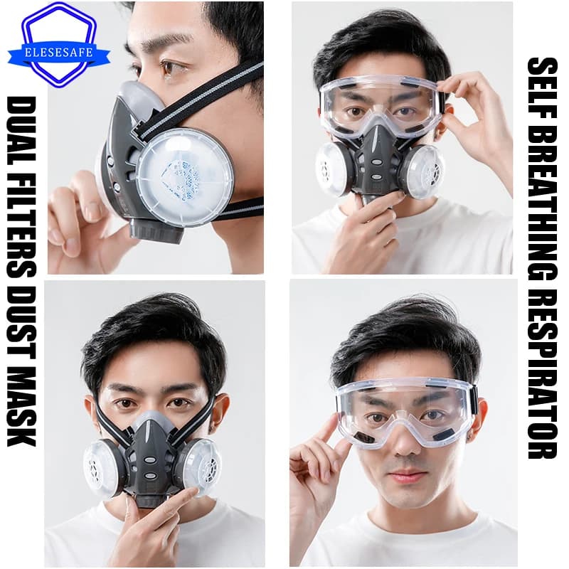 Mezza faccia respiratore antipolvere maschera da lavoro occhiali di sicurezza filtri in cotone per carpentiere lucidatura protezione quotidiana di sicurezza della foschia