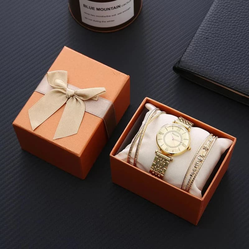 Fashion 3pcs Set Women's Watches Cut Geometria Crystal Ladies' Watch From Powder To Quartz Bracelet Watch Set For Women's Gift Reloj Mujer
