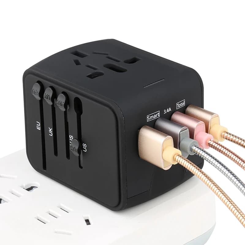 KXN Universal World Bussiness Travel Adapter spina convertitore internazionale EU UK US AU presa elettrica con 4 porte di ricarica USB