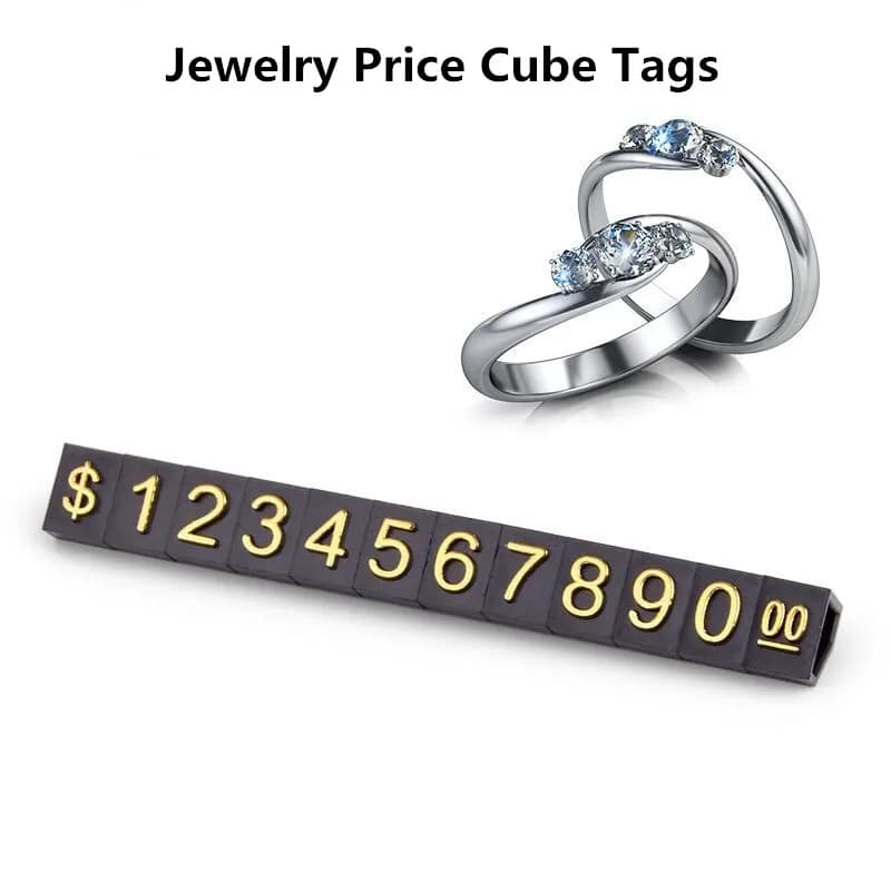 7x9mm 30 Strips Adjustable Number Letter Price Cube Tags Display Watch Ring Jewelry Dollar Euro Pricing Label Stand Block Kit