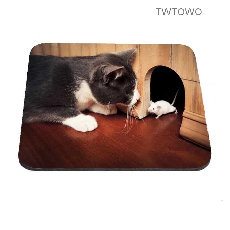 Le migliori vendite tappetino per Mouse personalizzato animali divertimento grigio sdraiato gatti gattini Computer Notebook rettangolo gomma Mous