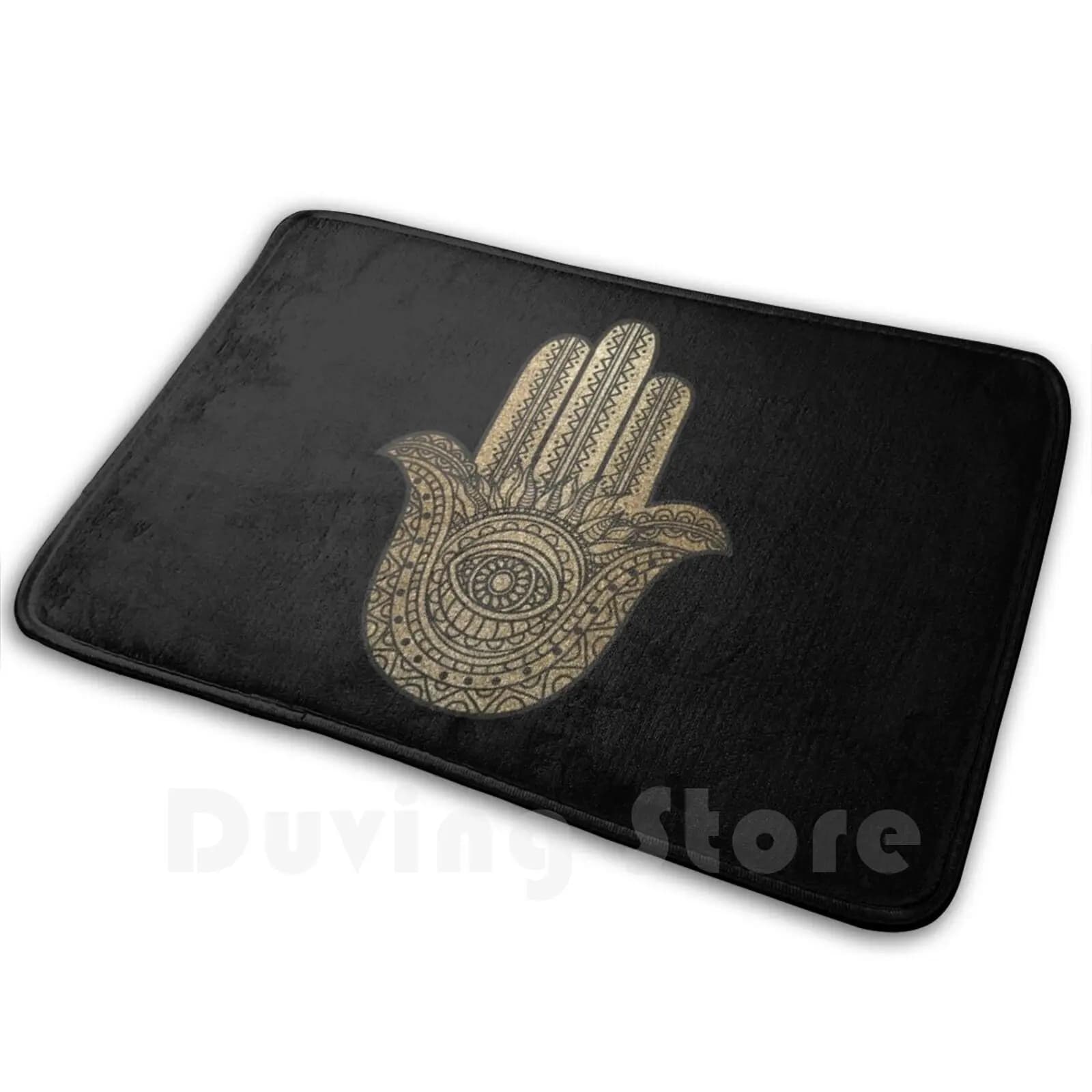 Golden Hamsa Hand Carpet Mat Rug Cushion Soft Non-Slip Hamsa Luck Evil Eye Symbol Jewish Zen India Meditation Yoga
