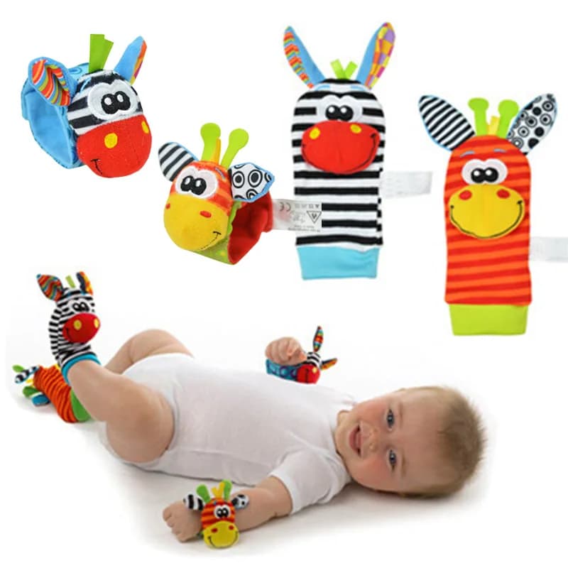 0-12 Mesi Sonagli Del Bambino Del Fumetto Giocattoli Del Bambino Per Bambini Infantile Neonato Giocattoli Morbido Peluche Calzino Del Bambino Sonaglio Giocattolo Cinghia Da Polso calzini per bambini