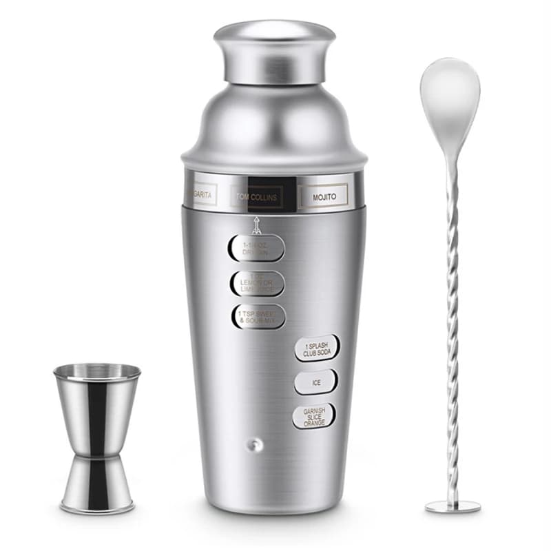 Set per cocktail, set shaker per cocktail Set di attrezzi da bar in acciaio inossidabile da 750 ml Kit da barista, colino, cucchiaio da cocktail