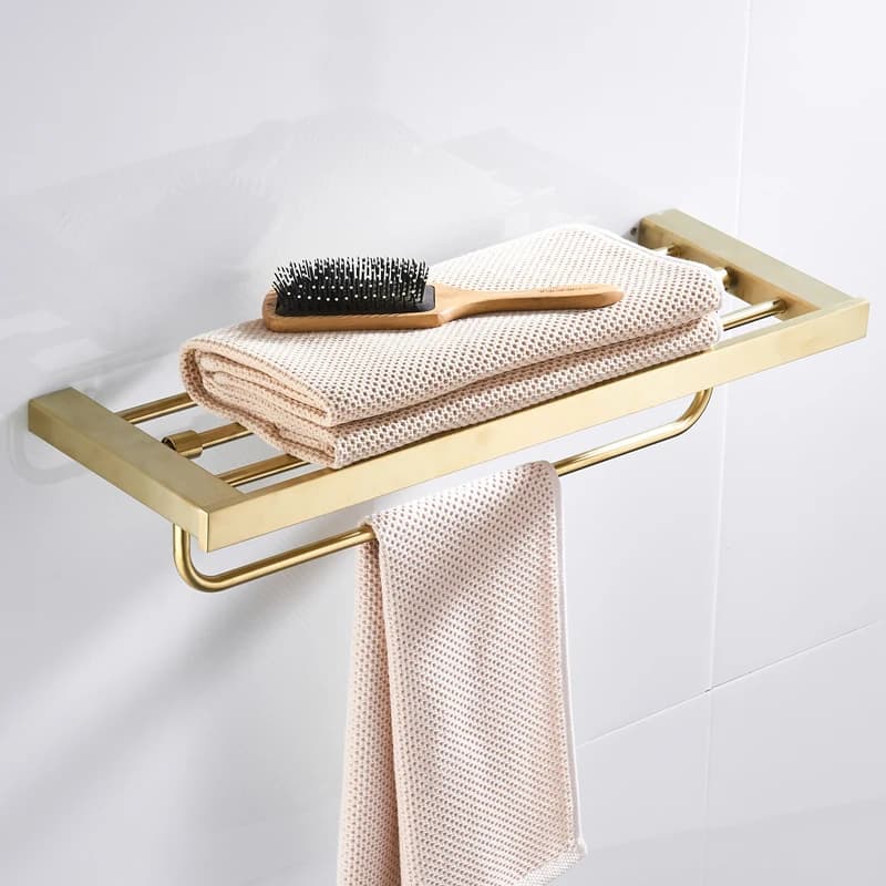 MTTUZK 304 stainless steel towel rack, towel rack, set of brushed gold bath accessories, bathrobe hook, bathroom accessories with brush