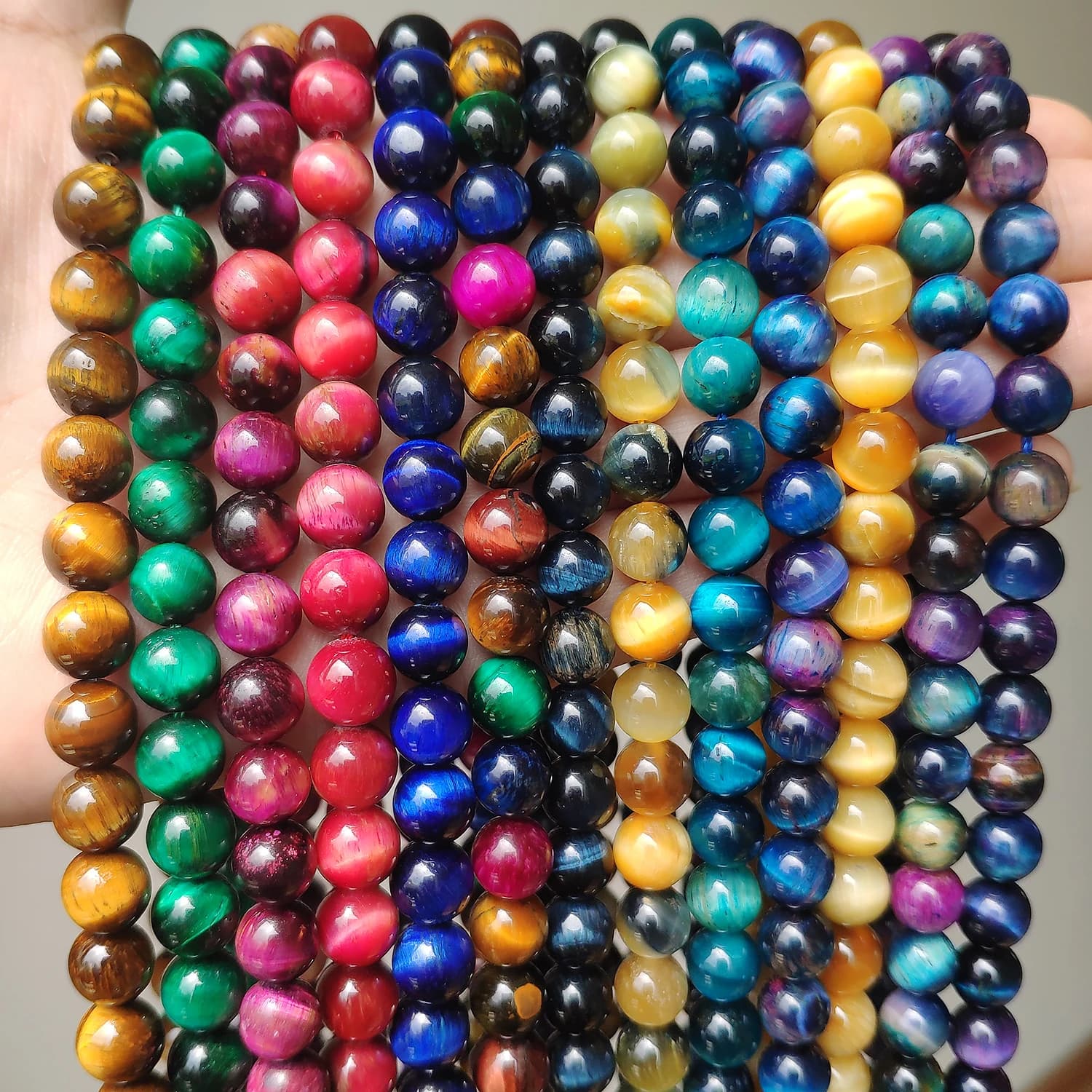 AAA + Perline occhio di tigre blu viola Perline sfuse rotonde in pietra naturale per la creazione di gioielli Collana braccialetto fai da te 4mm 6mm 8mm 10mm 12mm