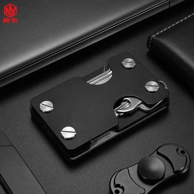 1PC EDC Multitool 2 in 1 pacchetto di carte in lega di alluminio borsa RFID intercettazione porta carte porta carte in fibra di carbonio portachiavi intelligente
