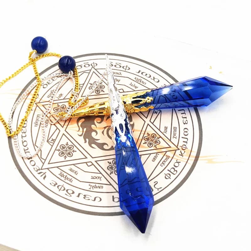 Pendulums for Dowsing Reiki Chakra Healing Glass Crystals Charms Necklace Filigree Pendant Amulet