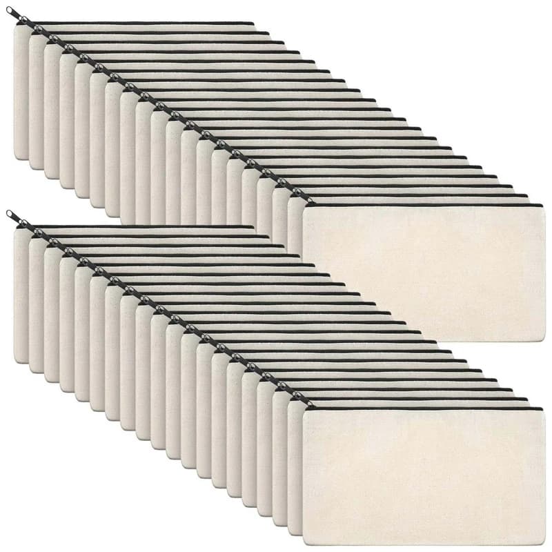 Borse con cerniera in tela astuccio per matite in tela borse per trucco in tela astuccio per matite in tela bianco borse per artigianato fai-da-te borsa per trucco cosmetica